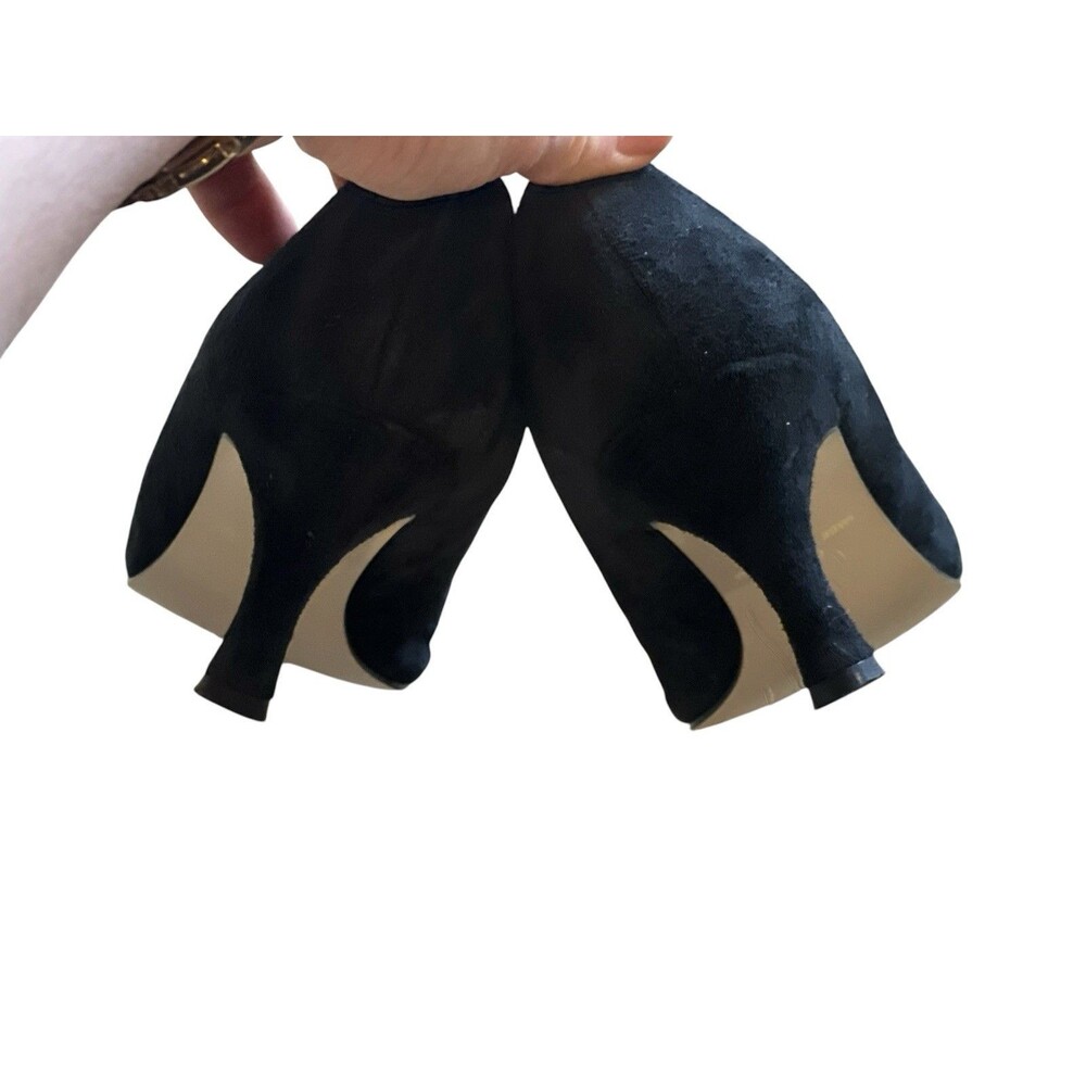 Vintage Carriage Court Black V Split Paula Suede Size 7.5M 2” Kitten Heels - Picture 10 of 16